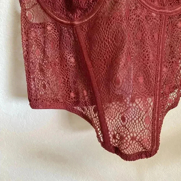 Out From Under Weekend In Marrakesh Halter Lace Brown Sheer Coquette Corset M - Picture 5 of 11